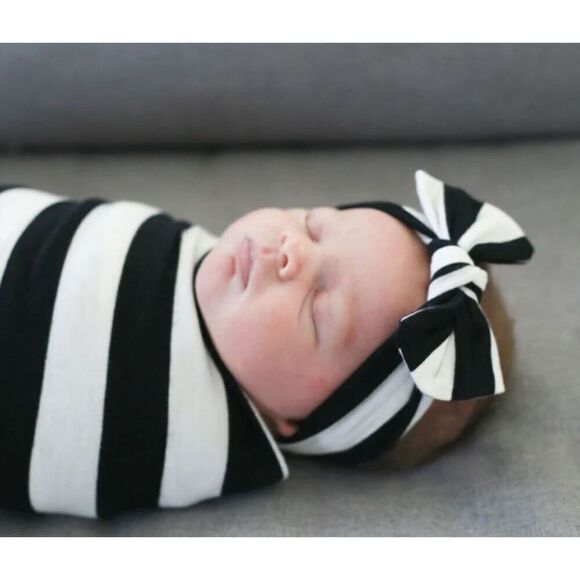 NWT Copper Pearl Swaddle, Hat, and Headband Bow Set - Classic - Picture 2 of 3